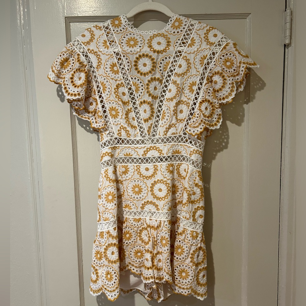 Saylor White and Yellow Romper